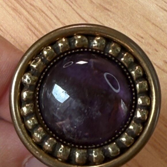 Vintage Jan Michaels Bronze & Amethyst Statement Ring Size 7 San Francisco - Picture 8 of 9